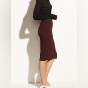 VINCE Ribbed Skirt in Black Cherry
